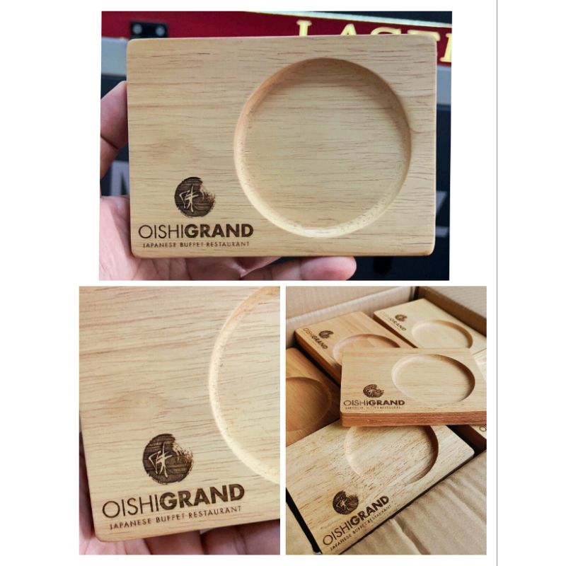 จานรองแก้ว ที่รองแก้วน้ำ 10x14cm. ผลิตในประเทศไทย ทำจากไม้ยาง/ไม้จามจุรีย์ สลักชื่อตามแบบได้ค่ะ