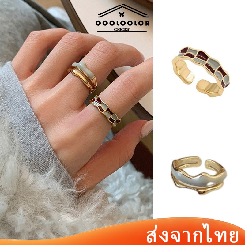 ในไทย🚚แหวนปรับขนาดวินเทจประดับแฟชั่นสไตล์เกาหลีนำเข้าเจ้าหญิงCODเก็บเงินปลายทาง