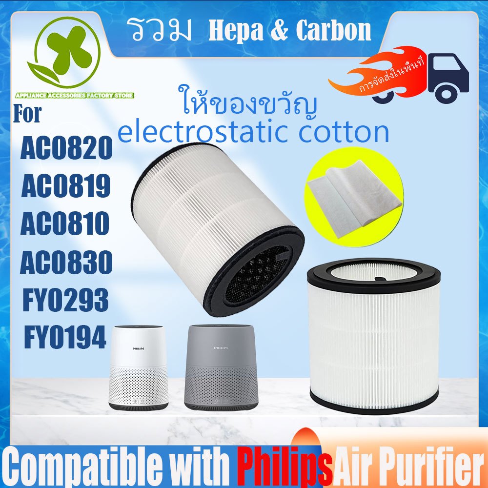 ของแท้ แผ่นกรอง ไส้กรองอากาศ Philips air purifier ac0820 ac0810 ac0819 ac0830 HEPA Filter fy0194 fy0293 กรองฝุ่น PM2.5