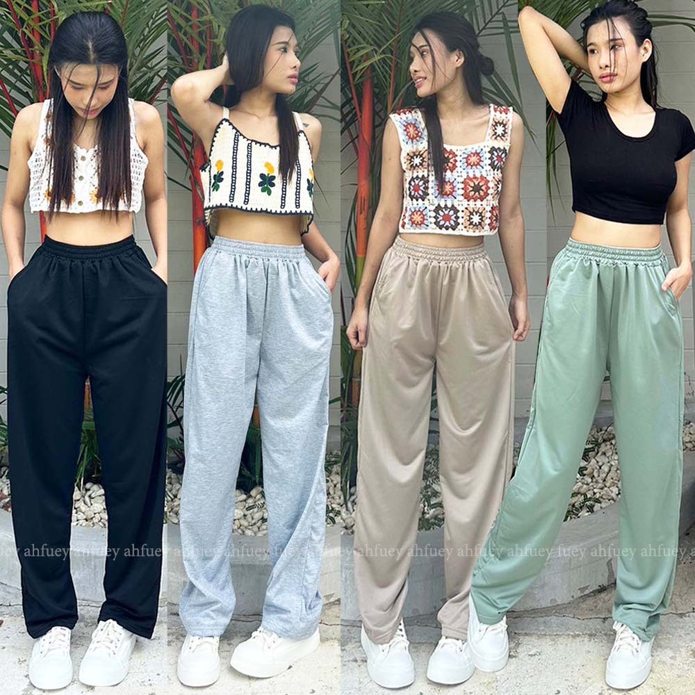 ส่งด่วน กางเกงวอร์มขายาว ทรงกระบอก มีกระเป๋าสองด้าน ใส่สบายเเมทซ์ได้ง่ายมากหลายลุค