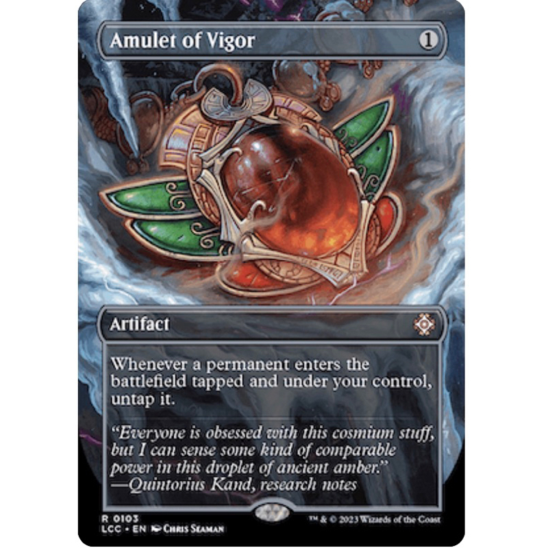 The Lost Caverns of Ixalan Commander Decks Variants: Amulet of Vigor (0103 - Borderless Box Topper)