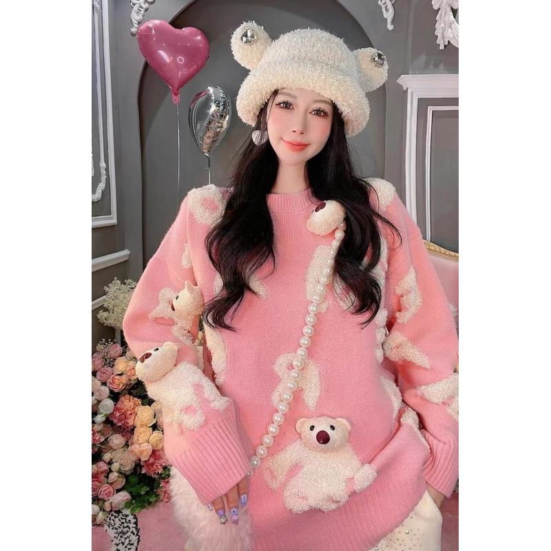 bear)Teddy Bear (bear) เสื้อไหมพรมหมีคิวตี้ 3D งานนำเข้า