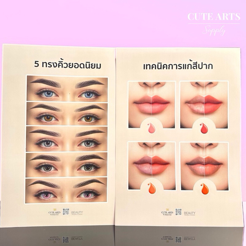 โปสเตอร์ โปสเตอร์คิ้ว โปสเตอร์ปาก 5ทรงคิ้วยอดนิยม เทคนิคการแก้สีปาก beauty poster สำหรับใส่กรอบติดโชว์ ของตกแต่ง กรอบรูป