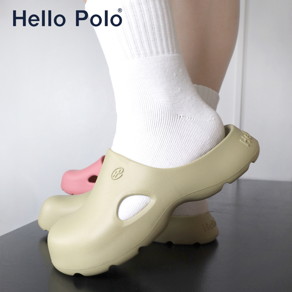 Hello Polo รองเท้าแตะหัวโต HP8006 แฟชั่นผู้หญิง รองเท้าแบบสวม EVA นุ่มและเสริมความสูง พื้นหนา กันน้ำ