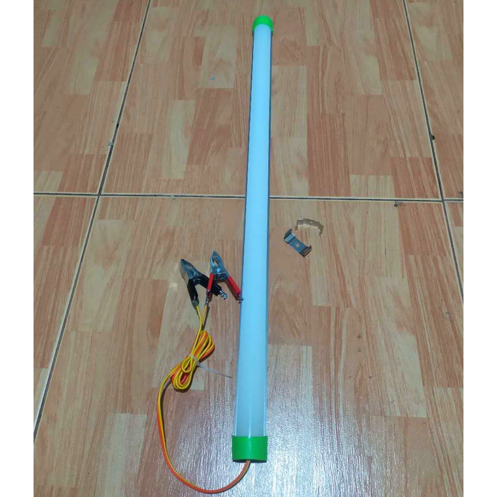 หลอดT8คีบแบตหลอดไฟ LED12V 15W/20W แสงขาวใช้ที่ตลาดกลางคืนใช้แบตเตอรี่รถชุดหลอดไฟ พร้อมสาย ปากคีบแบต