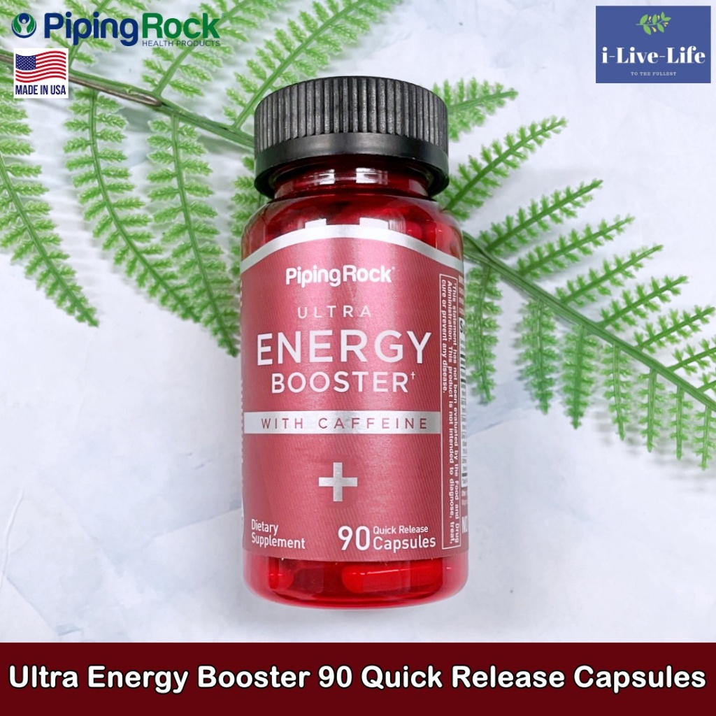 PipingRock - Ultra Energy Booster with Caffeine 90 Quick Release Capsules อาหารเสริม คาเฟอีน