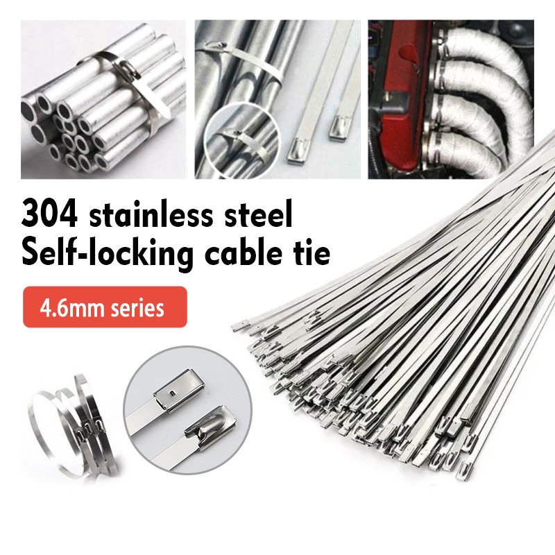 เคเบิ้ลไทร์ สแตนเลส 304 Cable ties Stainless กว้าง 4.6มม. ยาว 200mm-400mm สายรัดเคเบิ้ลไทร์ สายรัดสแตนเลส