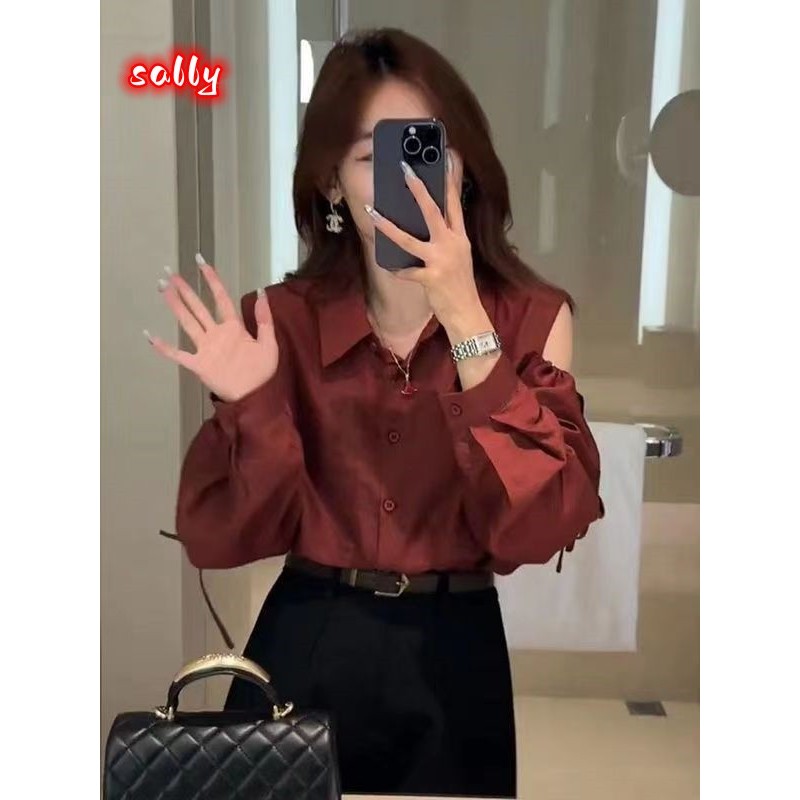Sally จัดส่งภายใน24ช.ม เสื้อเชิ้ต คอโปโล มิตรกับผิว สะดวกสบาย ใส่แล้วดูผอม ผอมเพรียว ทรงพอดีตัว การเดินทางที่เรียบง่าย