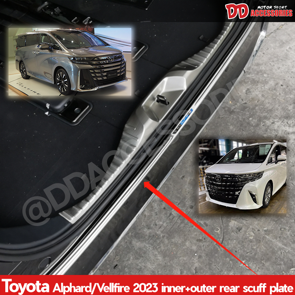 กันรอยท้าย กันรอยกันชนท้าย Alphard vellfire 40 2023 2024 2025 2026 โฉมใหม่ล่าสุด สีรมดำ ตัวใน ตัวนอก