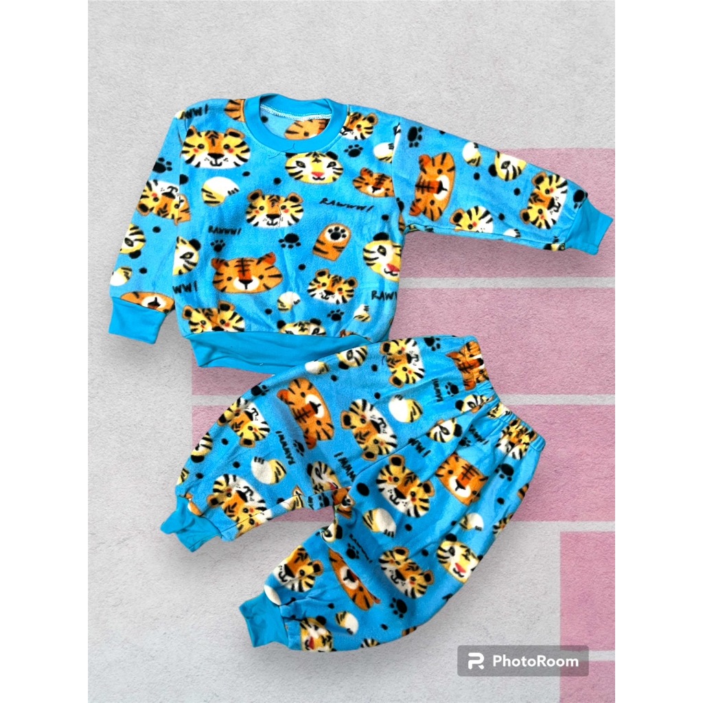 ชุดอุ่นเด็ก ผ้าสำลี ชุดนอนเด็ก เสื้อแขนยาว + กางเกง นุ่มอุ่น ใส่สบาย (สุ่มลาย/เลือกสี)