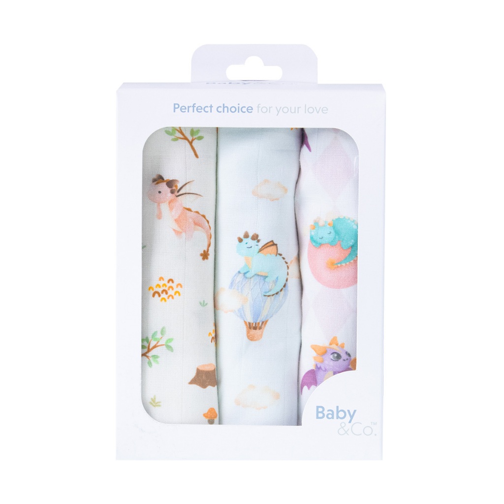 Baby and Co. New Collection ผ้าอ้อม (Nursing Cloth) ขนาด 30 "x 30 " แพ็ค 3 ชิ้น