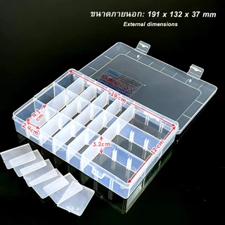 กล่องเก็บเครื่องประดับ 24ช่อง 24 Grid Plastic Jewelry Earring Storage Box