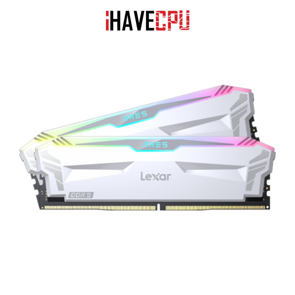 iHAVECPU RAM (แรม) LEXAR ARES RGB KIT 32GB (16x2) DDR5 6400MHz WHITE (LD5EU016G-R6400GDWA)