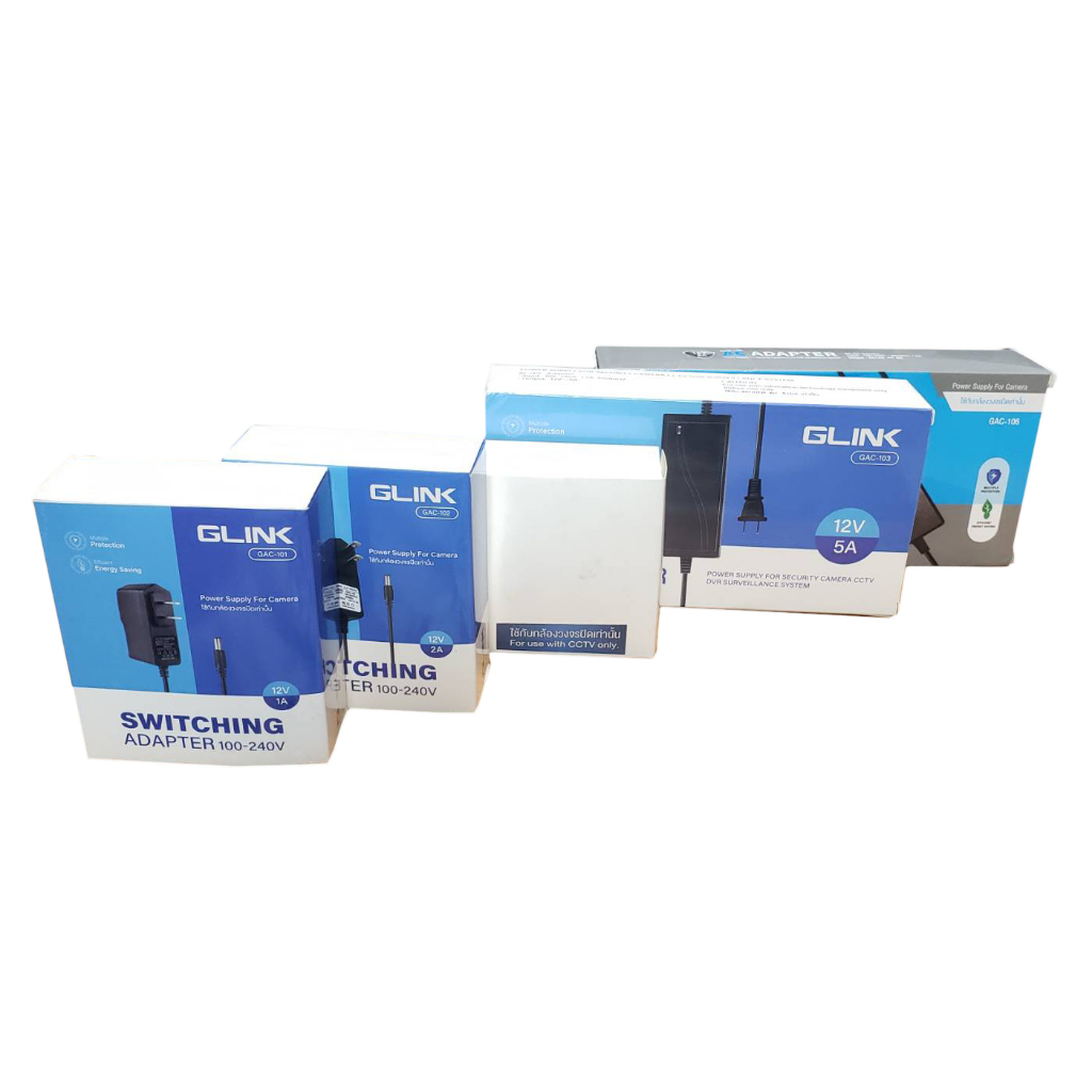 GLINK AC/DC อะแดปเตอร์ Adapter  สำหรับกล้องวงจรปิด 12V GAC-101(12V1A),GAC-102((12V2A), 5V UC-034(5V2