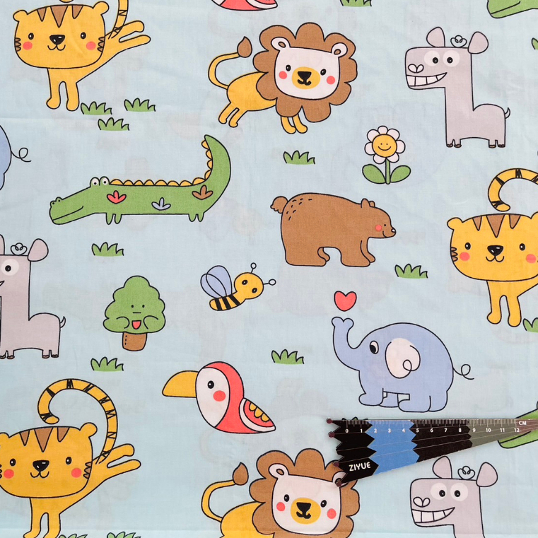 ผ้าคอตตอน 100% ผ้าเมตร คอตตอนทวิล พิมพ์ลายช้างหัวใจ หน้ากว้าง 160 เซนติเมตร