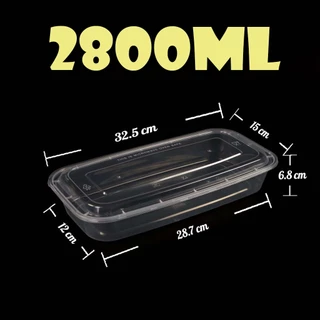 กล่องใส่อาหารพลาสติกสีใสขนาด 2800ml (แพ็ค 40 ชุด) กล่อง+ฝา สินค้าพร้อมส่ง