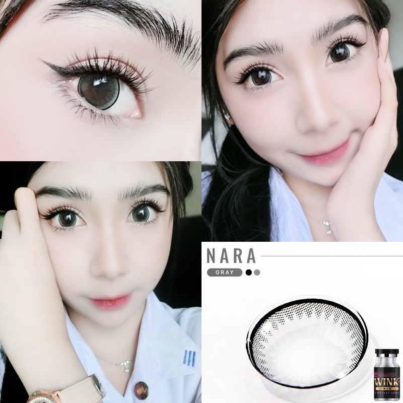 ซื้อ 💋 มีค่าสายตา 💋 Wink Nara Gray Brown 💋 บิ๊กอาย รายเดือน มีอย แถมตลับฟรี กรองแสง รายเดือน มีอย. เลนส์นิ่ม สวยปังมาก