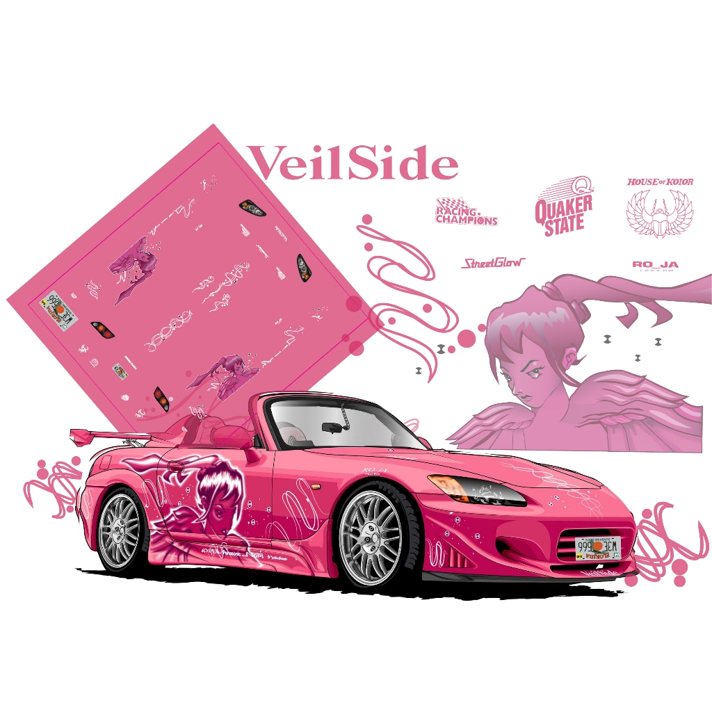 ดีคอลน้ำ  Fast and furious 1/64 หมึกขาว ครบชุด Suki s2000 Jisoo รถฟาส ฟาสแอนฟิวเรียส honda s2000 พร้อมไฟรอบคัน