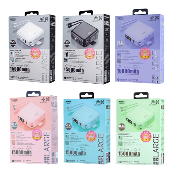 Remax พาวเวอร์แบงค์ แบตเตอรี่สำรอง 15000mAh รุ่น Infinity W1501 RPP-20 All in one QC 18W