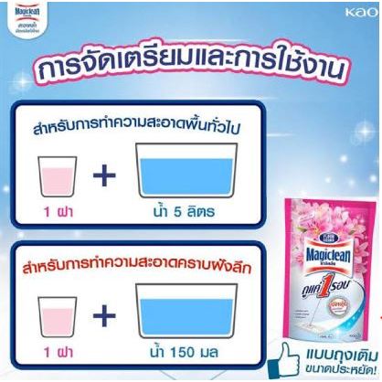 Magic Clean มาจิคลีน น้ำยาถูพื้น ผลิตภัณฑ์ทำความสะอาดพื้น ชนิดถุงเติม 750 มล.