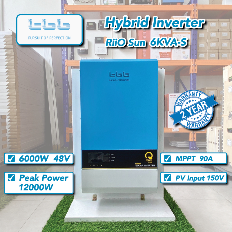 TBB Hybrid Off Grid Inverter 6KW 6000W 48V 1เฟส  MPPT 90A  หม้อแปลงเทอรอยด์ พร้อม WIFI  รับประกัน 2ป