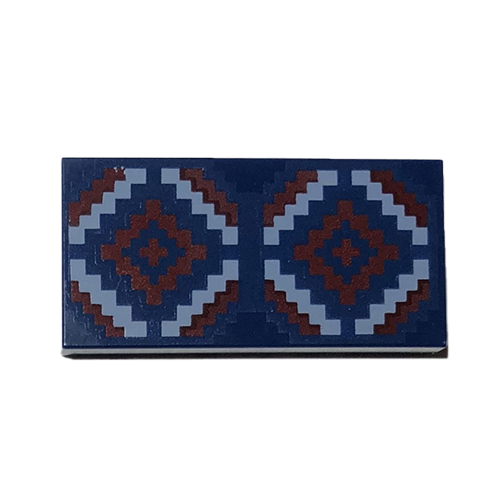 ชิ้นส่วนเลโก้ Lego Part Tile 2 x 4 with Dark Red and Medium Blue Geometric Rug Pattern (87079pb1034) ราคา/ชิ้น