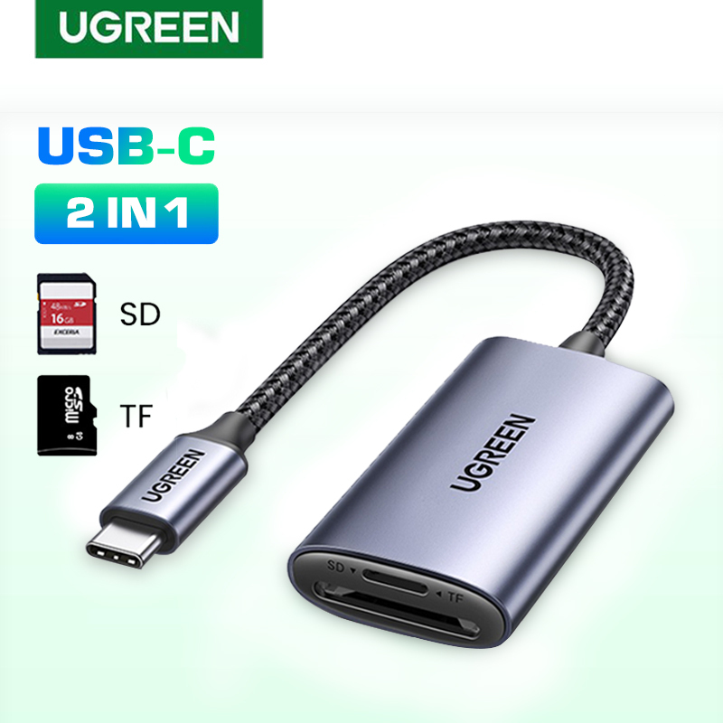 UGREEN รุ่น 80888 USB-C SD Card Reader 2 in 1 USB C Card Reader Adapter Type C Micro SD Memory Card Reader for TF SD SDX