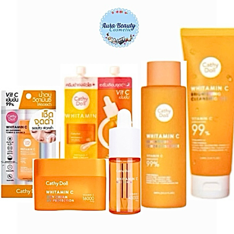Cathy Doll Whitamin C วิตามินซี บำรุงผิวหน้า โฟมล้างหน้า โทนเนอร์ ครีมบำรุง เซรั่ม Cleansing gel / Toner/ Cream / Serum