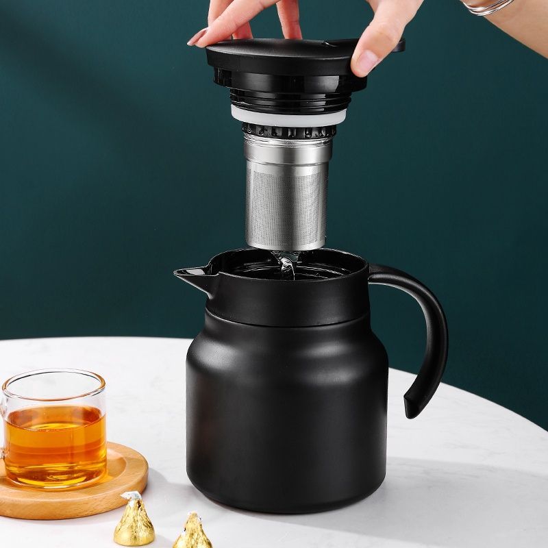 [C061]กาน้ําชาเก็บความร้อน สแตนเลส มี ที่กรอง ขนาดพกพา 800 มล. มีให้เลือก 2สี