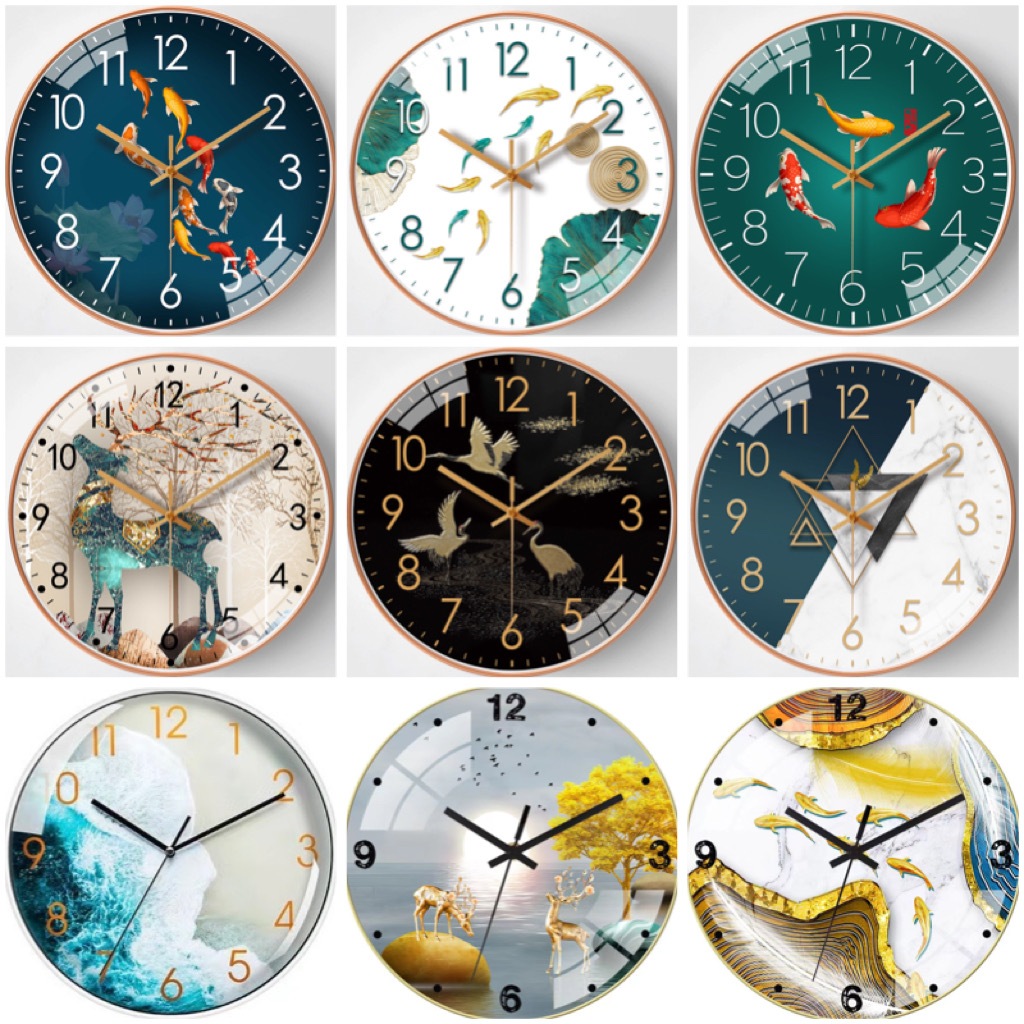 นาฬิกาติดผนัง ขนาด 12นิ้ว (30cm)/8นิ้ว20cm เข็มเดินเรียบ ตัวเลขนูน 3มิติ ไม่มีเสียงรบกวน