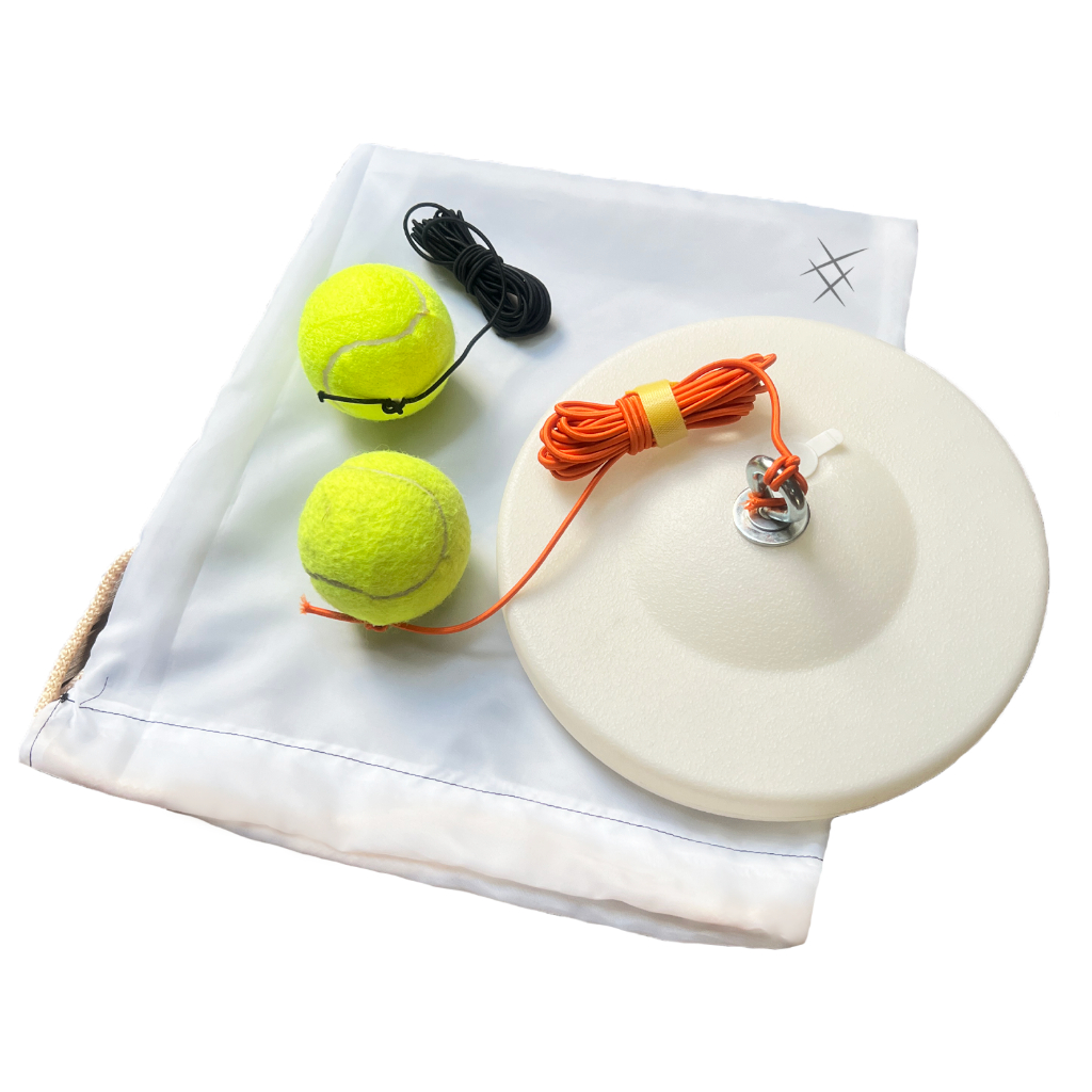 NET Tennis Trainer V1 ชุดฝึกตีเทนนิส  ฐานพลาสติก พร้อมลูกเทนนิส+เชือก 2 ชุด และ ถุง 210D Nylon 1 ถุง