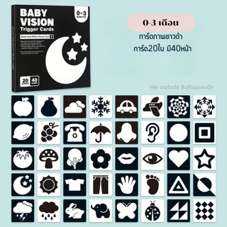 ของเล่นเด็กทารก flashcard เด็กทารก การ์ดเสริมพัฒนาการสายตา แฟลชการ์ดขาวดำ 0-36เดือน บัตรภาพ