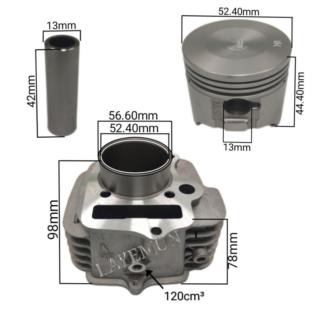 เสื้อสูบ ลูกสูบ​แหวน​ ปะ​เก็น​ สแตนดาร์ด​ ลี่ฟาน ​TIGER Lifan​125​ Lifan110 JRD RYUKA เสื้อเนียม สลั