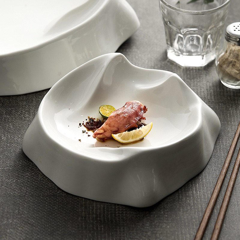 จานเสิร์ฟอาหารสวยสีขาวใส่อาหารหรู fine dinning มี 3 ขนาด เหมาะกับร้านอาหาร