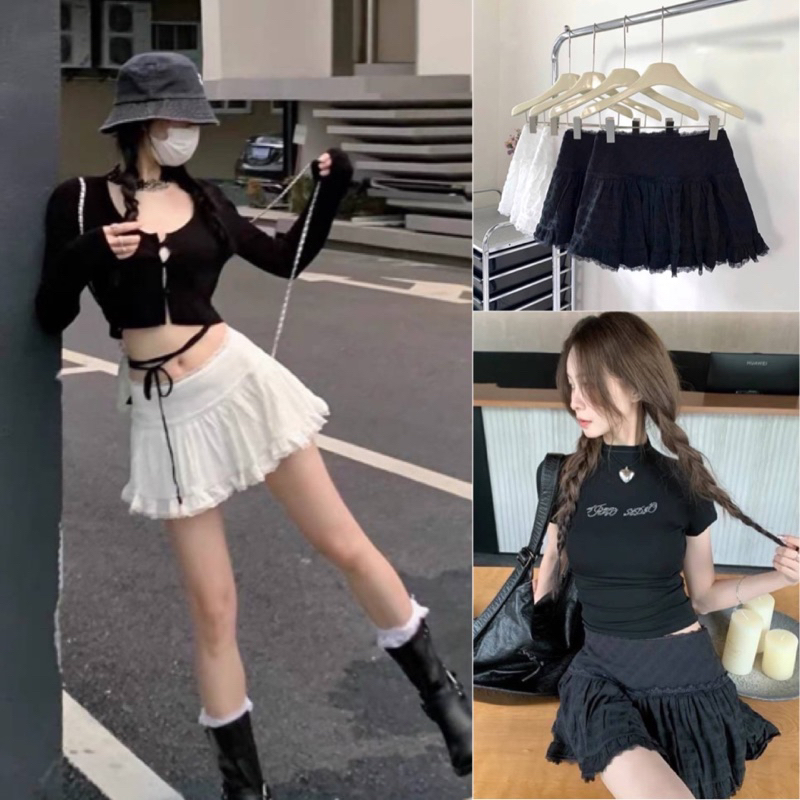 กระโปรงระบายลุคโคเรีย พร้อมส่ง
