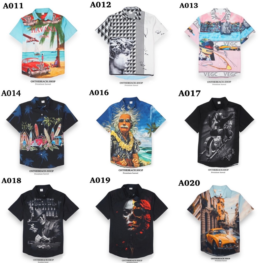 (พร้อมส่งจากไทย) เสื้อฮาวาย-ลายต่อ เสื้อแฟชั่น แขนสั้น ผ้าไหมอิตาลี ขนาด S,M,L,XL