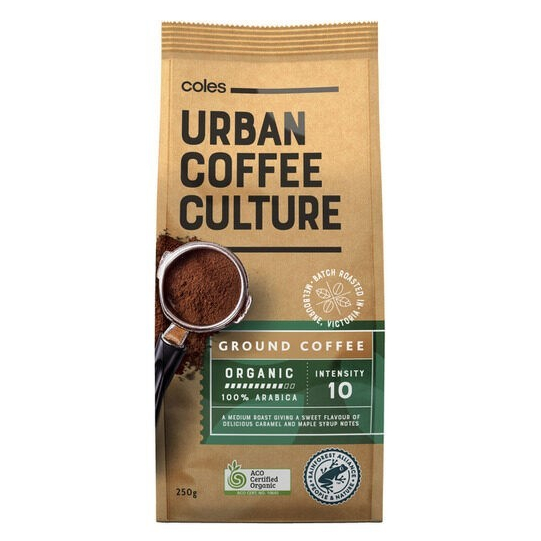 Coles Organic 100% Arabica Urban Coffee Culture โคลส์ ออแกนิค 100% อาราบิก้า คอฟฟี่ 250g.
