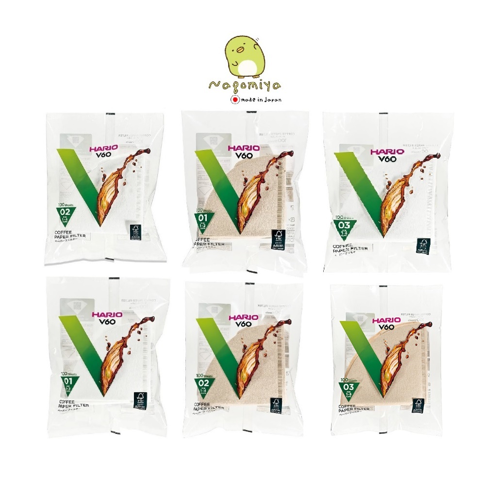 Hario v60 01, 02, 03 paper filter 100แผ่น กระดาษกรอง กระดาษดริปกาแฟ กาแฟดริป ฟิลเตอร์ดริปกาแฟ