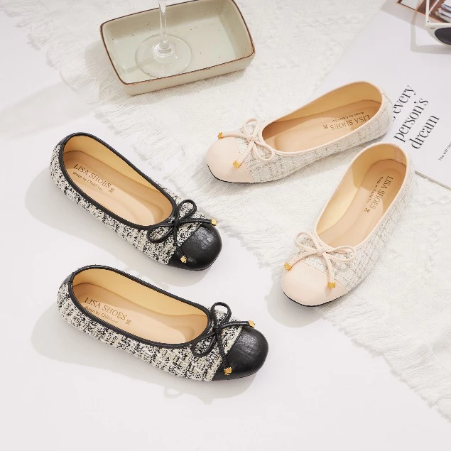 36-45🌷คัทชูส้นเตียประดับโบว์🌷 น่ารักมาก แบรนด์ Lisa Shoes(L74) ใส่ง่ายสบายนุ่มเท้าทั้งวัน