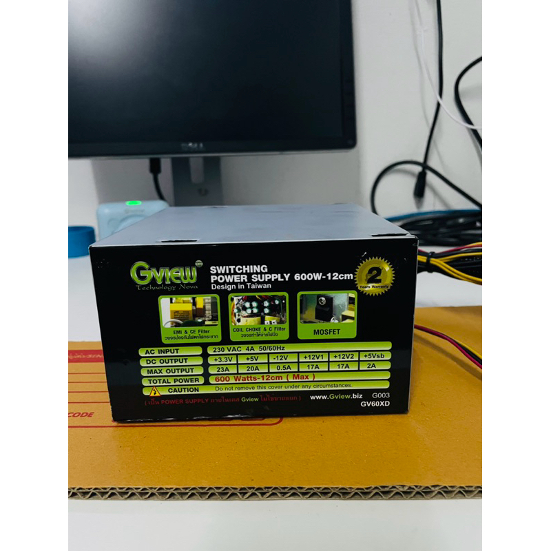 Power Supply Gview 600W-12cm 600W มีสายต่อการ์ดจอ 6พิน ขนาด600W สินค้ามือสองใช้งานได้ปรกติ