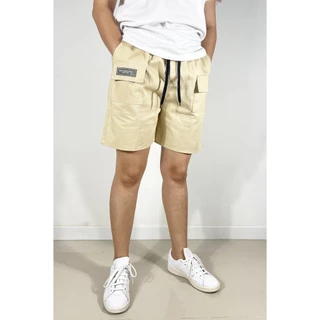กางเกงขาสั้นผู้ชาย วินเทจ สไตล์แคมป์ปิ้ง เอวยางยืด เนื้อผ้า Cotton100%