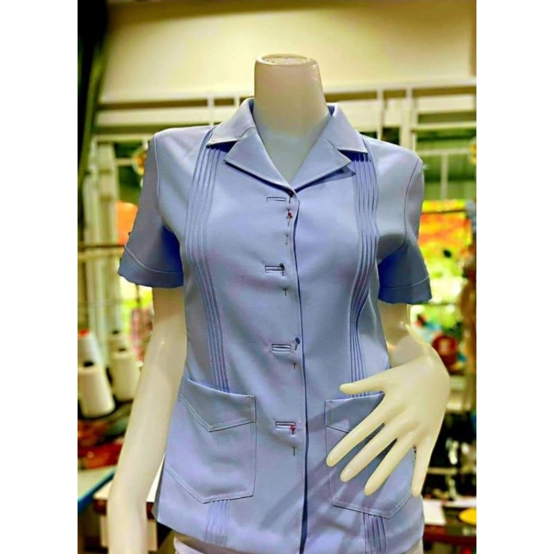 เสื้อพยาบาล ปกฮาวาย  รพ สมเด็จฯ