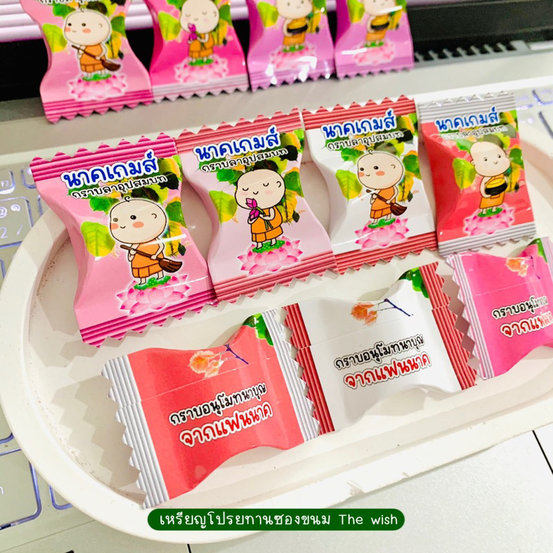 เหรียญโปรยทานใส่ชื่อนาค เซ็ตชมพู แฟนนาค