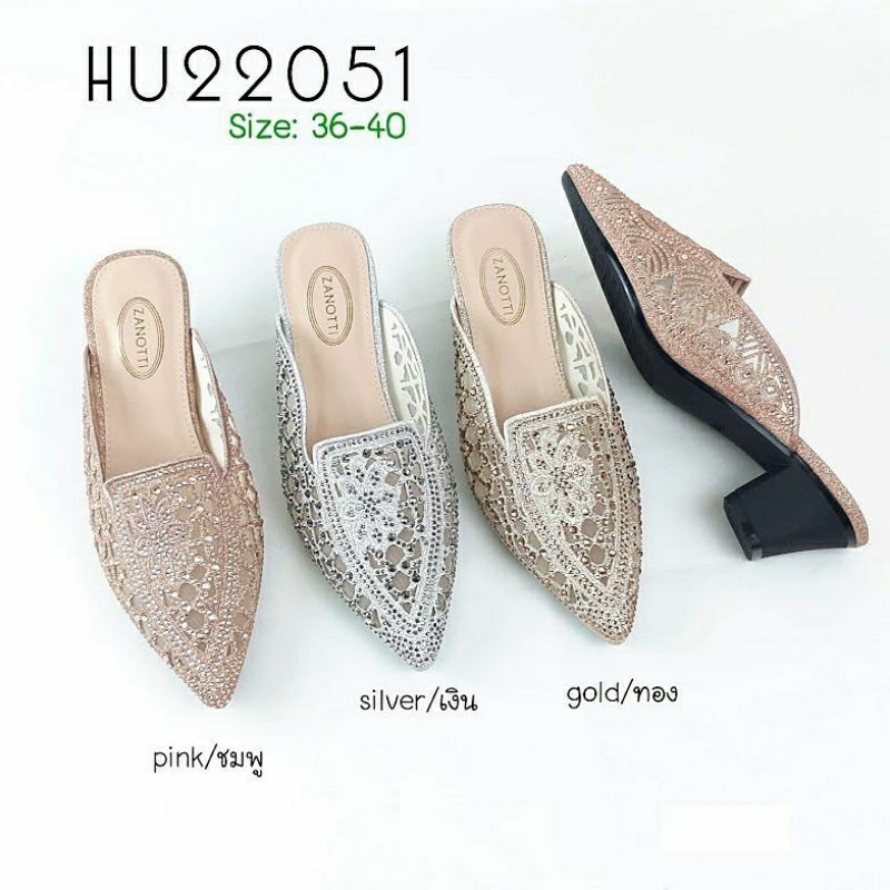 รองเท้าหัวแหลมประดับเพชร แบรนด์ZANOTTI รุ่น HU22051