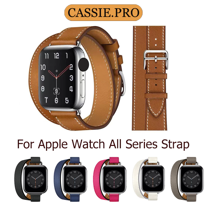 สายหนังสำหรับ iwatch 1 2 3 4 5 6 7 8 9 10 11 SE สายหนังวงกลมคู่ 38 มม.40 มม.41 มม.42 มม.44 มม.45 มม.49 มม.46มม