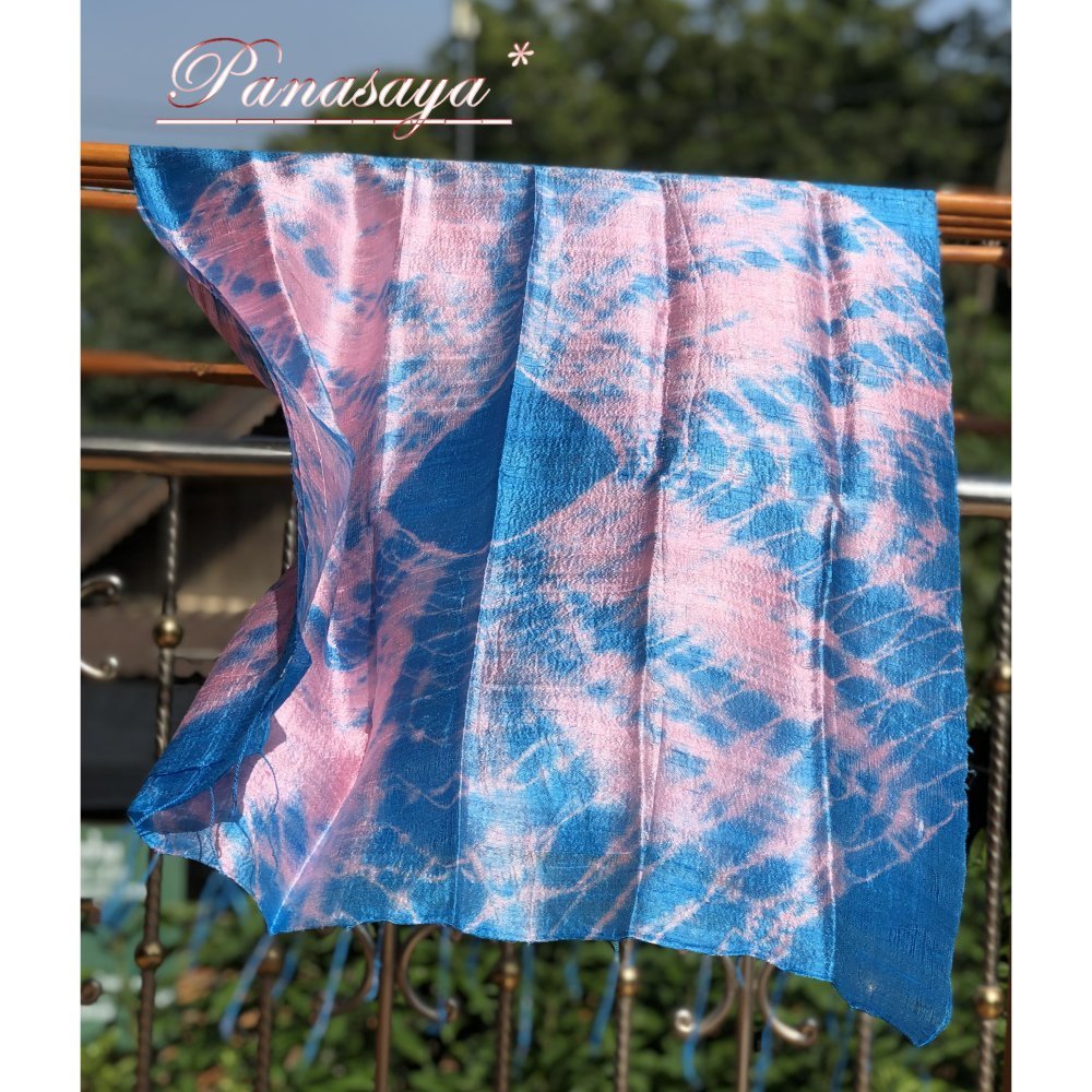 ผ้าพันคอ ผ้าคลุมไหล่ เปลือกไหม มัดย้อม ทอมือ ทำจากผ้าไหมแท้ (100% silk) ขนาด 68*165 cm รหัสสินค้า P0