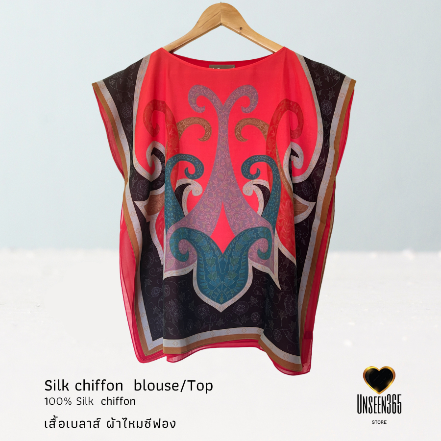เสื้อผ้าไหมซีฟอง Silk chiffon blouse/Top-100% silk  BLS - จิม ทอมป์สัน -Jim Thompson
