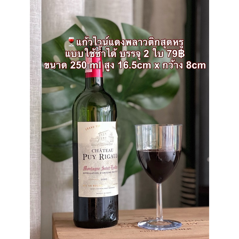 🍷🍷แก้วไวน์พลาสติกสุดหรู สำหรับงานปาร์ตี้ ใส่ค็อกเทล ใส่เครื่องดื่ม สวยหรู ดูแพง แบบใช้แล้วซ้ำ 1 แพค 2 ใบ ความจุ 250ml