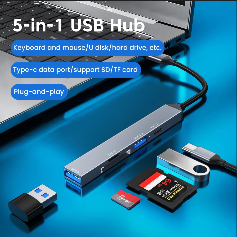 5 in 1 HUB USB 3.0 Type C หน่วยความจํา SD TF การ์ดรีดเดอร์ USB 2.0 USB 3.0 ถ่ายโอนข้อมูล OTG อะแดปเตอร์ พร้อมส่ง