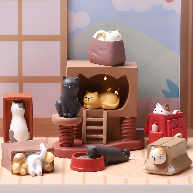 [มีราคาส่ง] ร้านไทย พร้อมส่ง! กล่องสุ่ม โมเดลแมว ตุ๊กตาแมว แบบต่างๆ มี 8 ลาย popmart toy